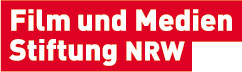 Rot-weißes Logo mit der Aufschrift: Film und Medienstiftung NRW